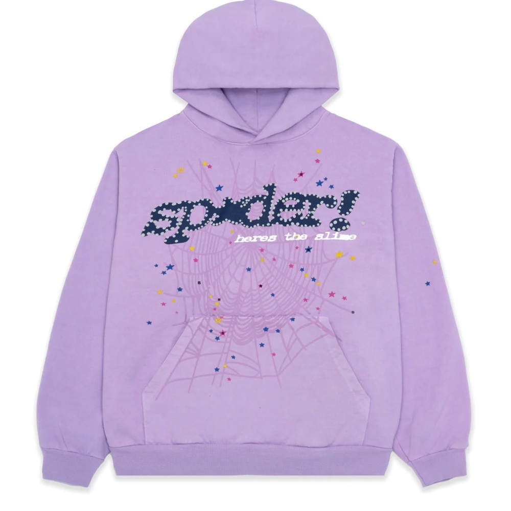 sp5der worldwide hoodie “AÇAÍ” light purple, 100% authentic